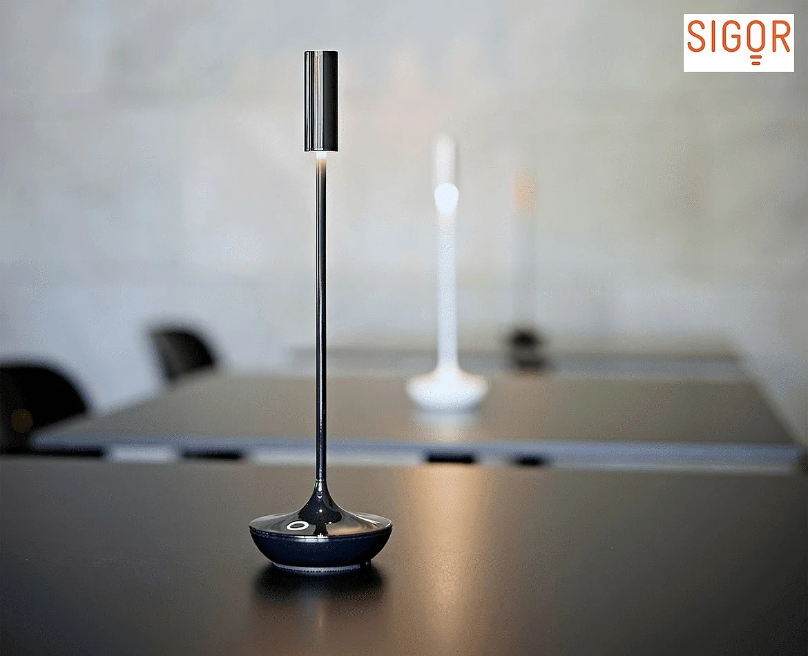 SIGOR LED Akku-Tischleuchte NUCANDLE, IP54, 30cm / Ø 8.5 - 2.07cm, 3.7V, 1.6W 2700K 180lm, Touch-Dimmer, keramikschwarz, glänzend SIGOR LED Akku-Tischleuchte NUCANDLE, IP54, 30cm / Ø 8.5 - 2.07cm, 3.7V, 1.6W 2700K 180lm, Touch-Dimmer, keramikschwarz, glänzend