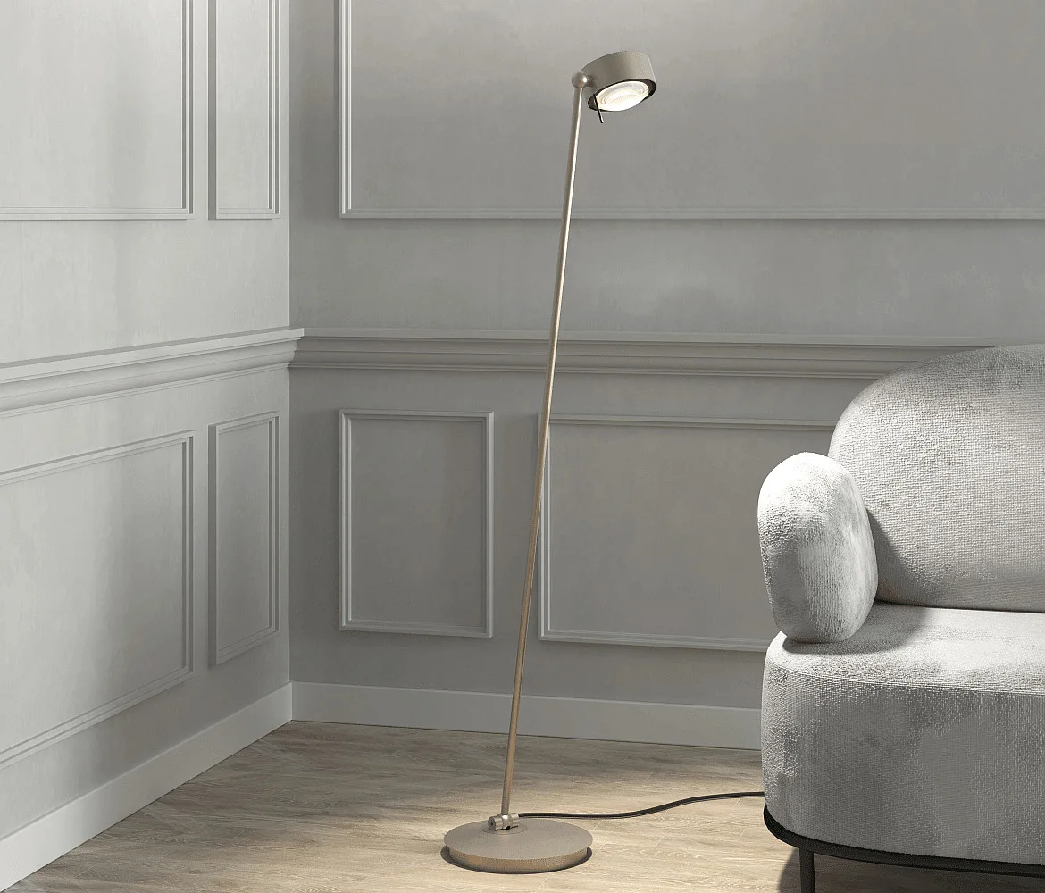 Top Light floor lamp PUK! PRO 120 swivelling, rotatable IP20, nickel matt dimmable Top Light floor lamp PUK! PRO 120 swivelling, rotatable IP20, nickel matt dimmable