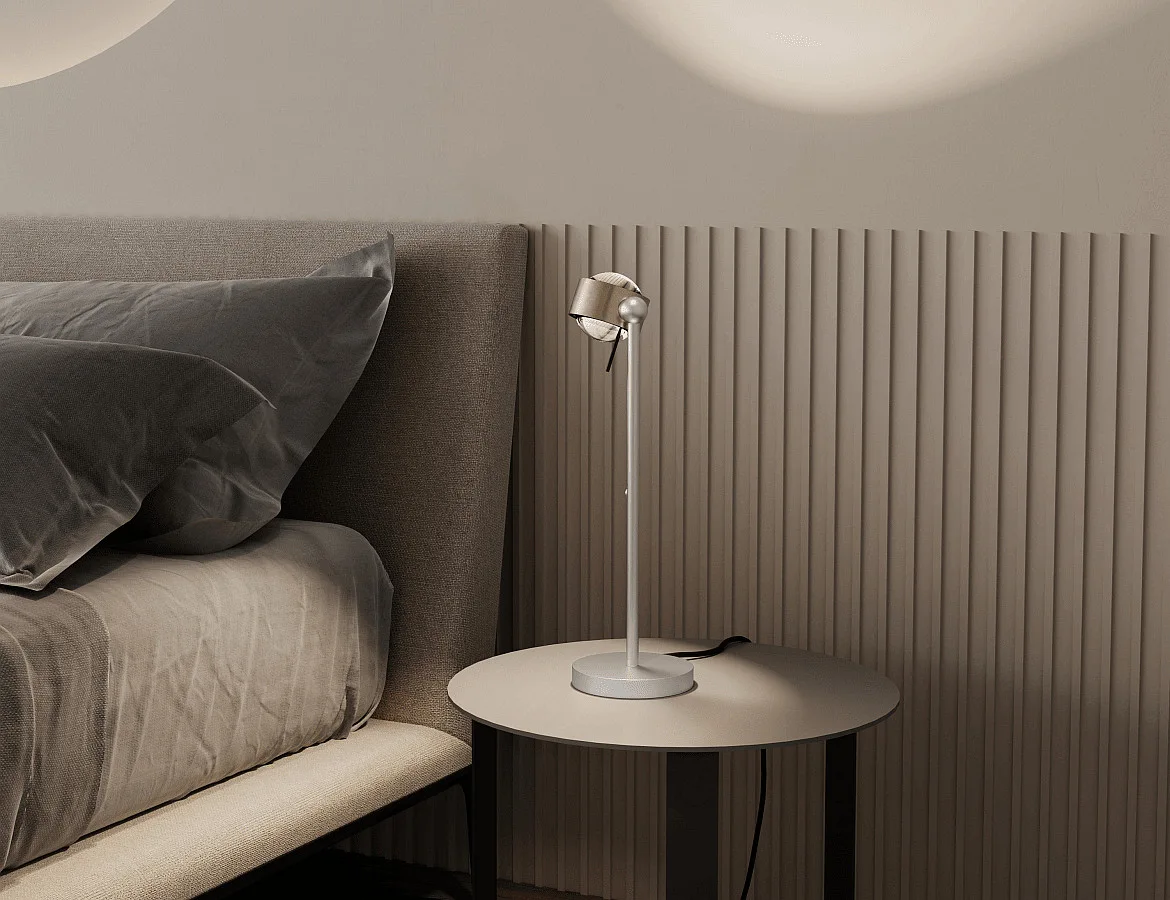 Top Light table lamp PUK! PRO 80 SIDE swivelling, rotatable IP20, nickel matt dimmable Top Light table lamp PUK! PRO 80 SIDE swivelling, rotatable IP20, nickel matt dimmable