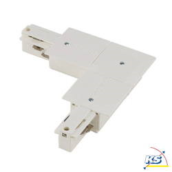 EUTRAC Corner connection for 3-Phase high-voltage recessed track, protective conductor inside, white