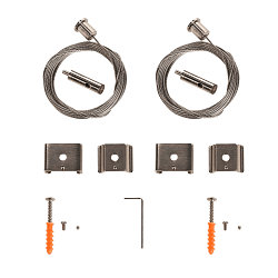 Drahtseilabh�ngung f�r EUTRAC� / S-TRACK / 1 Phasen-Schienen, 2er Set, max. 10kg, 500cm (k�rzbar), nickel