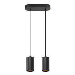 pendant luminaire ASTO TUBE 2 flames, rigid, long GU10 IP20, black dimmable