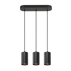 pendant luminaire ASTO TUBE 3 flames, rigid, long GU10 IP20, black dimmable