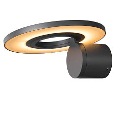LED Au�enwandleuchte I-RING, IP65 IK05, � 24cm, 9.2W 3000K 670lm, dreh- und neigbar, schaltbar, anthrazit