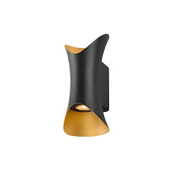 Outdoor LED Wandstrahler MODELA UP/DOWN, IP65 IK07, 7.5W 2700K 810lm 2x60�, dimmbar, schwarz matt / gold