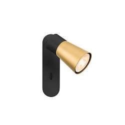Wand- und Deckenleuchte PURI 2.0 CONE, rechteckig, mit Schalter, GU10 max. 6W, schwarz / gold