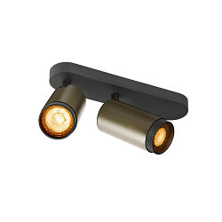 Deckenleuchte GRIP! L SPOT CL DOUBLE, zylindrisch, 2x GU10, QPAR51, IP20, IK02, dimmbar, bronze/schwarz