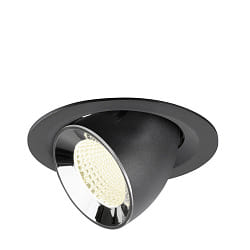 recessed spotlight NUMINOS� GIMBLE M swivelling, suitable for VDU workstation IP20, chrome, black dimmable