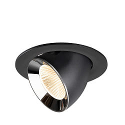 recessed spotlight NUMINOS� GIMBLE L swivelling, suitable for VDU workstation IP20, chrome, black dimmable