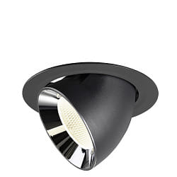recessed spotlight NUMINOS� GIMBLE XL swivelling, suitable for VDU workstation IP20, chrome, black dimmable