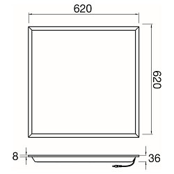 LED Einlege-Deckenleuchte PANEL P 625 45 DALI, IP20, 62cm, 220-240V AC/DC, >200lm/W, UGR <19, dimmbar, 26-42W 3000K