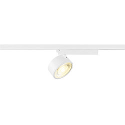 1-phase spot KALU 2.0 PHASE cylindrical, UGR < 19, with lens optics, cardanic swivelling IP20, white, lacquered dimmable