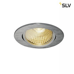 LED Ceiling recessed spot NEW TRIA 68 LED, round, 9W, COB LED, 3000K, 38, Clip springs, alu brushed