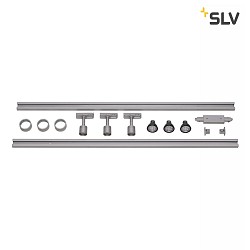 1 Phase-High voltage-Set incl. 3x PURI Spot and 3x LED GU10 lamps/bulbs and accessory, silver grey