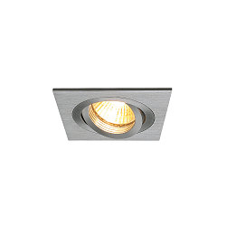 PIREQ QPAR51 SQUARE DOWNLIGHT, IP20, Einbau, 9 x 9cm, GU10 max. 50W, kardanisch, inkl. Clipfedern, Alu geb�rstet