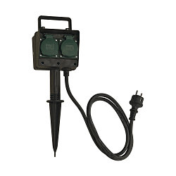 Gartensteckdose mit Klappdeckel, 4-fach, IP44 mit 1,4m Anschlussleitung und Schutzkontaktstecker