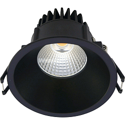 LED Einbauleuchte VELIA, rund, 11W, IP44, dimmbar, 3000K, schwarz matt