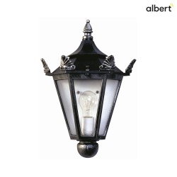 Outdoor Wall luminaire Country style Type No. 3228, half shape, IP23, E27 QA55, cast alu glass clear, black/silver