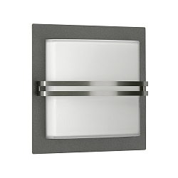 Au�enwandleuchte Typ Nr. 6250, IP44, gew�lbt mit Zierblende, 26 x 26cm, E27 QA55 max. 57W, Edelstahl / Anthrazit / Opalglas