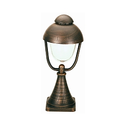 Pedestal luminaire Country style double dome 2 Type No. 0515, 56cm, IP44, E27 QA55, cast alu, glass, brown brass matt