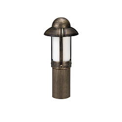 Sockelleuchte Landhausstil Nachtw�chter Typ Nr. 0531, IP44, H�he 50cm, E27 QA55 max. 57W, Alu-Guss / Opalglas, Braun-Messing