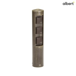 Outdoor Socket column Type No. 2102, 3-way, IP44, without switching function, cast alu, brown brass