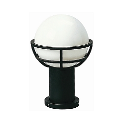 Pedestal luminaire Type No. 0520, with ball shade � 23cm, IP44, height 40cm, E27 QA55 max. 57W, cast alu, glass, black matt