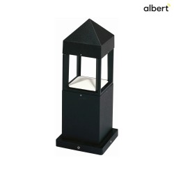 Outdoor Pedestal luminaire Type No. 0523, IP44, height 37cm, R7s QT-DE max. 80W, cast alu / opal glass, black matt