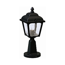 Sockelleuchte Landhausstil Doppelkuppel eckig, Typ Nr. 0536, H�he 44cm, IP44, E27, Alu-Guss / Hohlglas klar, Schwarz matt