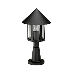 Sockelleuchte Landhaus Kegeldach modern Typ Nr. 0539, H�he 48cm, IP44, E27 QA55 max. 57W, Alu-Guss / klar, Schwarz matt