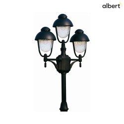 Mast light Country style double dome 2 Type No. 2041, 3 flames, height 209cm, IP44, 3x E27, cast alu / bubble glass, black