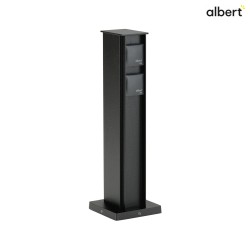 Outdoor Socket column, IP44, height 50cm, cast alu, black, 4-way