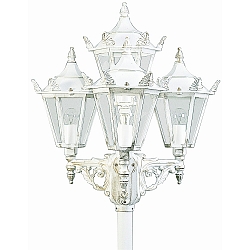 Mast light Country style 4 flames Type No. 2056, height 248cm, 4x E27 QA55 max. 57W, cast alu / glass clear, white-gold