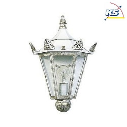 Outdoor Wall luminaire Country style Type No. 3228, half shape, direct mounting, IP23, E27 QA55, cast alu, glass, white-gold