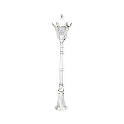 Path light Country style Type No. 4137, IP23, height 146cm, E27 QA55 max. 57W, cast alu / glass clear, white-gold