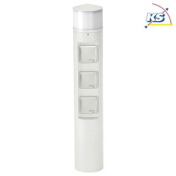 Outdoor Socket column Type No. 2202, LED + 3 Schuko sockets, IP44, 10W 3000K 900lm, without switching function, white matt