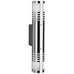 Au�enwandleuchte Typ Nr. 0206, IP44, 2-flammig seitlich, 2x G9 QT14 max. 40W, Edelstahl / Borosilikatglas satin�