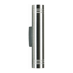 Outdoor Wall luminaire Type No. 0208, IP44, 2 flames direct, 2x G9 QT14 max. 40W, stainless steel / glass satined