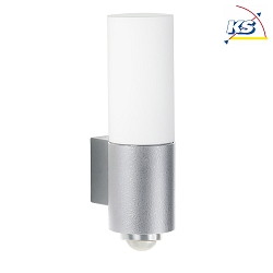 LED Outdoor Wall luminaire Type No. 0277, motion detector (Type No. 2278), IP44, 10W 3000K 900lm, cast alu, dimmable, silver