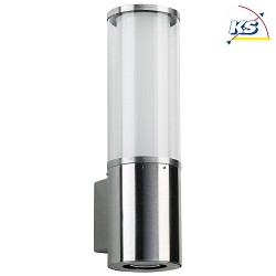 Outdoor Wall luminaire Type No. 0323, IP44, E27 max. 20W (LED), with lower light GU10 PAR16 max. 50W, stainless steel glass