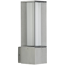 Outdoor Wall luminaire Type No. 0335, square, IP44, E27 max. 20W (LED), stainless steel matt / opal glass