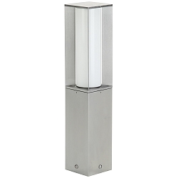 Pedestal luminaire Type No. 0535, square, IP44, height 50cm, E27 max. 20W (LED), stainless steel matt / opal glass