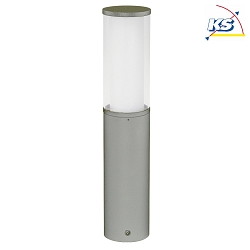 Pedestal luminaire Type No. 0545, IP44, 50cm, E27 max. 20W (LED), stainless steel / acrylic glass / inside opal, silver matt