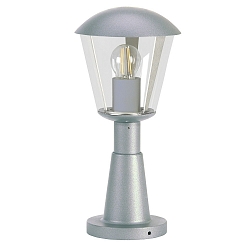 Sockelleuchte Typ Nr. 0554, IP54 IK08, H�he 40.5cm, E27 QA55 max. 57W, Aluminium / Kunststoff klar, schlagfest, Silber