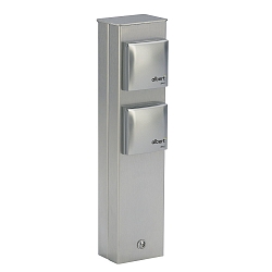 Outdoor Socket column 2-way, IP44, C/F, German socket, without switching function, stainless steel / silver