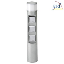 Outdoor Socket column Type No. 2202, LED + 3 safety sockets, 10W 3000K 900lm, excl. switching function, stainless steel matt
