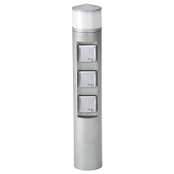 Outdoor Socket column Type No. 2202, LED + 3 safety sockets, 10W 3000K 900lm, excl. switching function, stainless steel matt