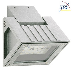 Outdoor LED Flchenstrahler Typ Nr. 2410, IP54, 16W 3000K 1600lm, schwenkbar, dimmbar, Alu-Guss / Borosilikatglas, Silber