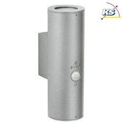 Outdoor Wall spot Type No. 2481 with motion detector - 2-sided, wide/wide, IP44, 2x GU10 PAR16 50W, rigid, silver