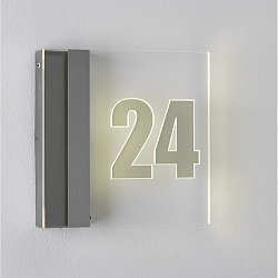 LED Hausnummernleuchte mit D�mmerungsschalter, IP44, 25 x 25cm, individuell gelasert, 1W 3000K